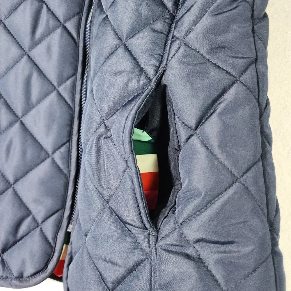 Crown & Ivy Kids Girl Quilted Vest XL Navy Preppy Pockets Full‎ Zip Trendy Belk